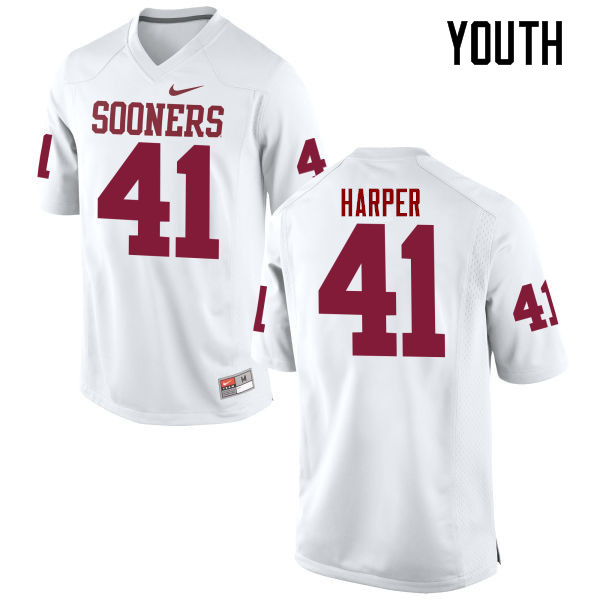 Youth Oklahoma Sooners #41 Casey Harper College Football Jerseys Game-White - Click Image to Close